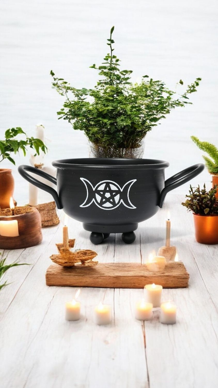 Metal Cauldron 5&quot; Triple Moon