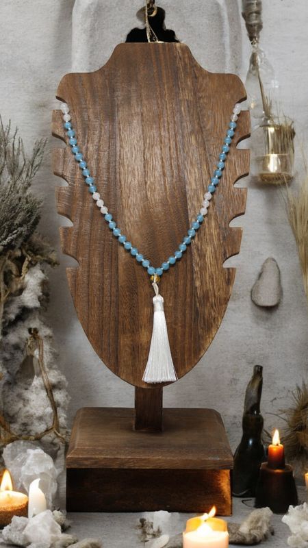 Aquamarine + Quartz 6mm Mala