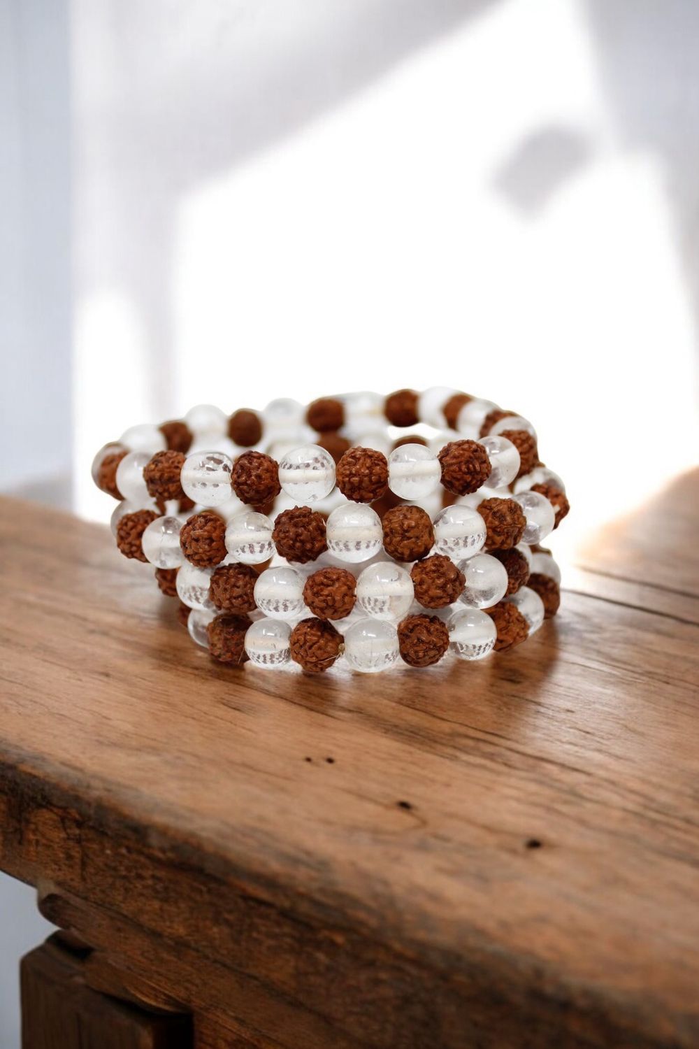 Clear Quartz Rudraksha Bracelet