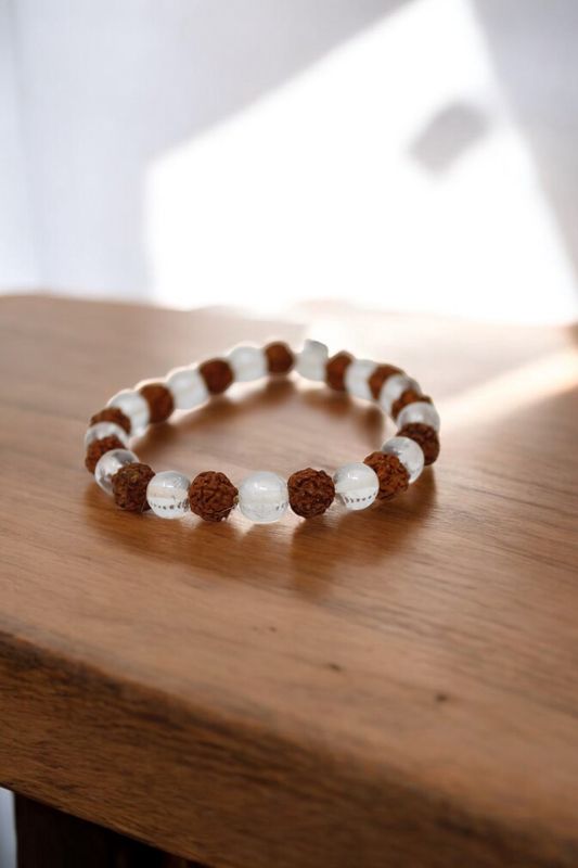 Clear Quartz Rudraksha Bracelet
