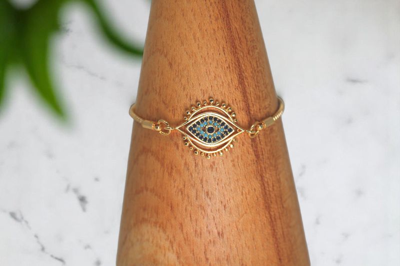 Evil Eye Border Gold Bracelet