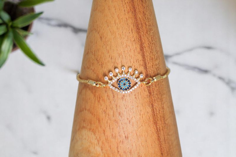 Evil Eye Gold Rhinestone Lash Bracelet