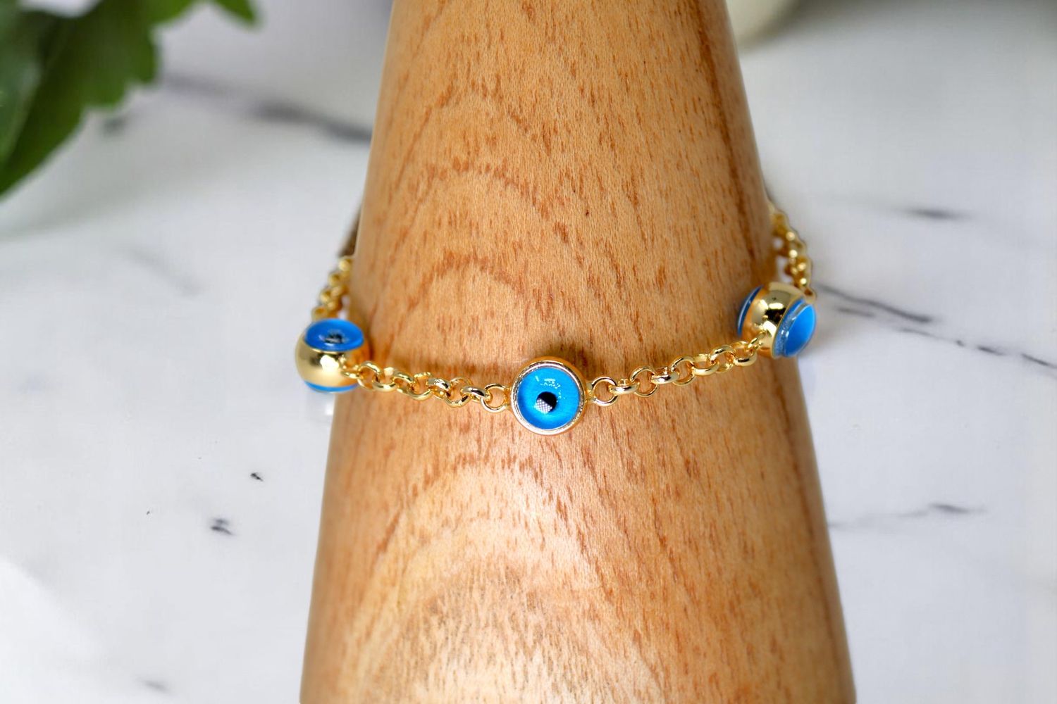 Multi Blue Eye Evil Eye Gold Bracelet