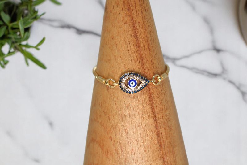 Evil Eye Tear Drop Gold Bracelet