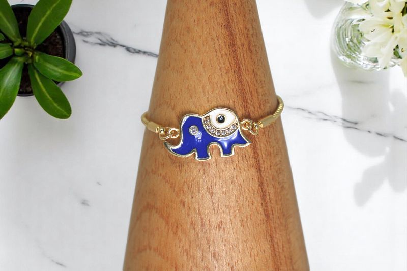 Evil Eye Gold Blue Elephant