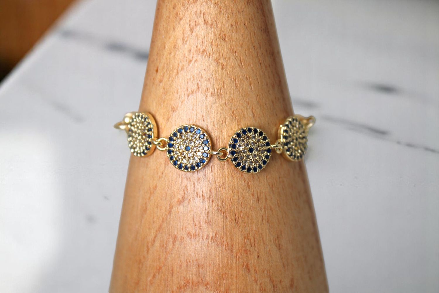 Evil Eye Multi Rhinestone Eyes Gold Bracelet