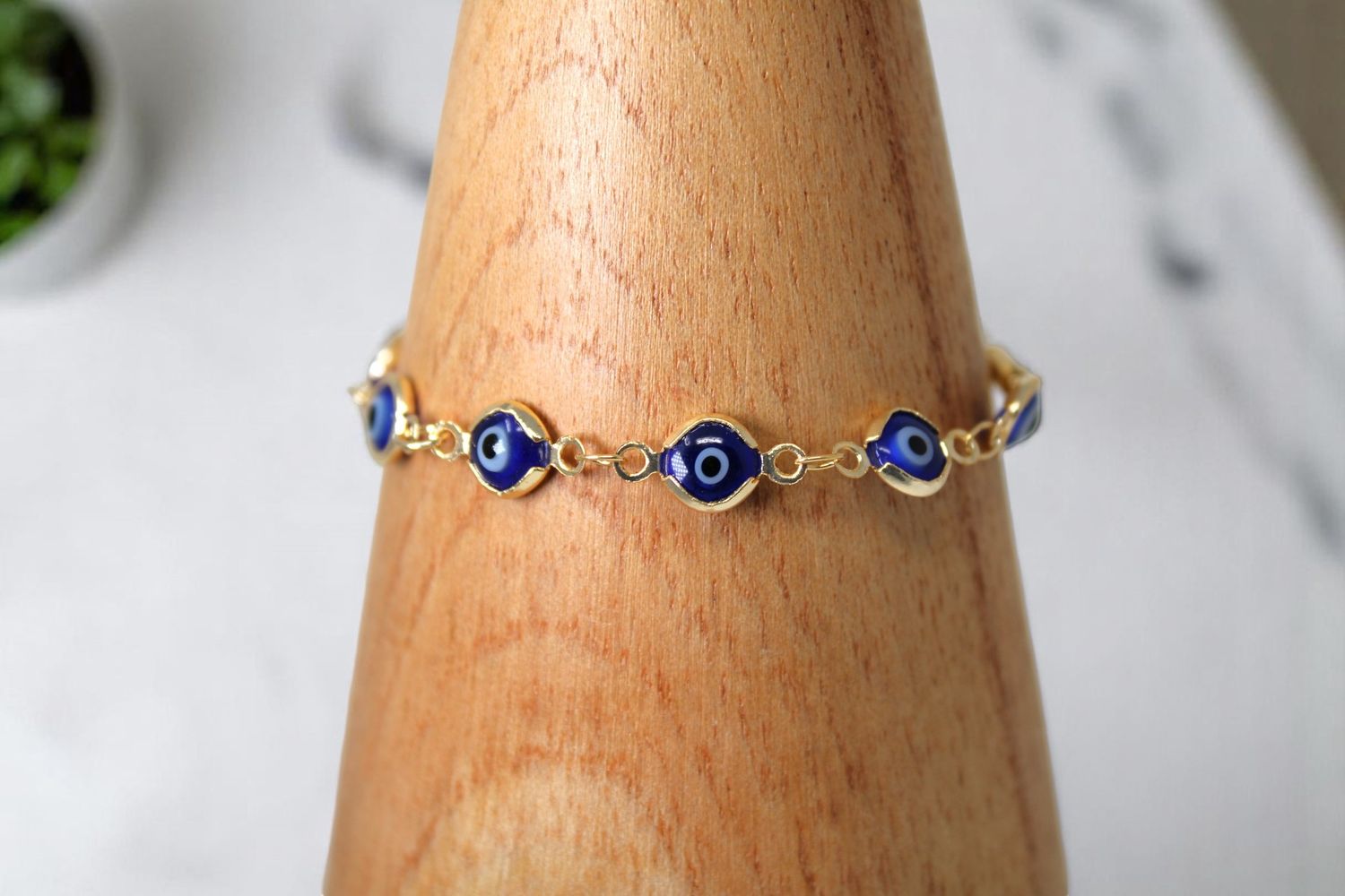 Evil Eye Gold + Blue Multi Eye Bracelet