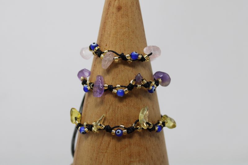 Crystal + Evil Eye Adjustable Bracelet