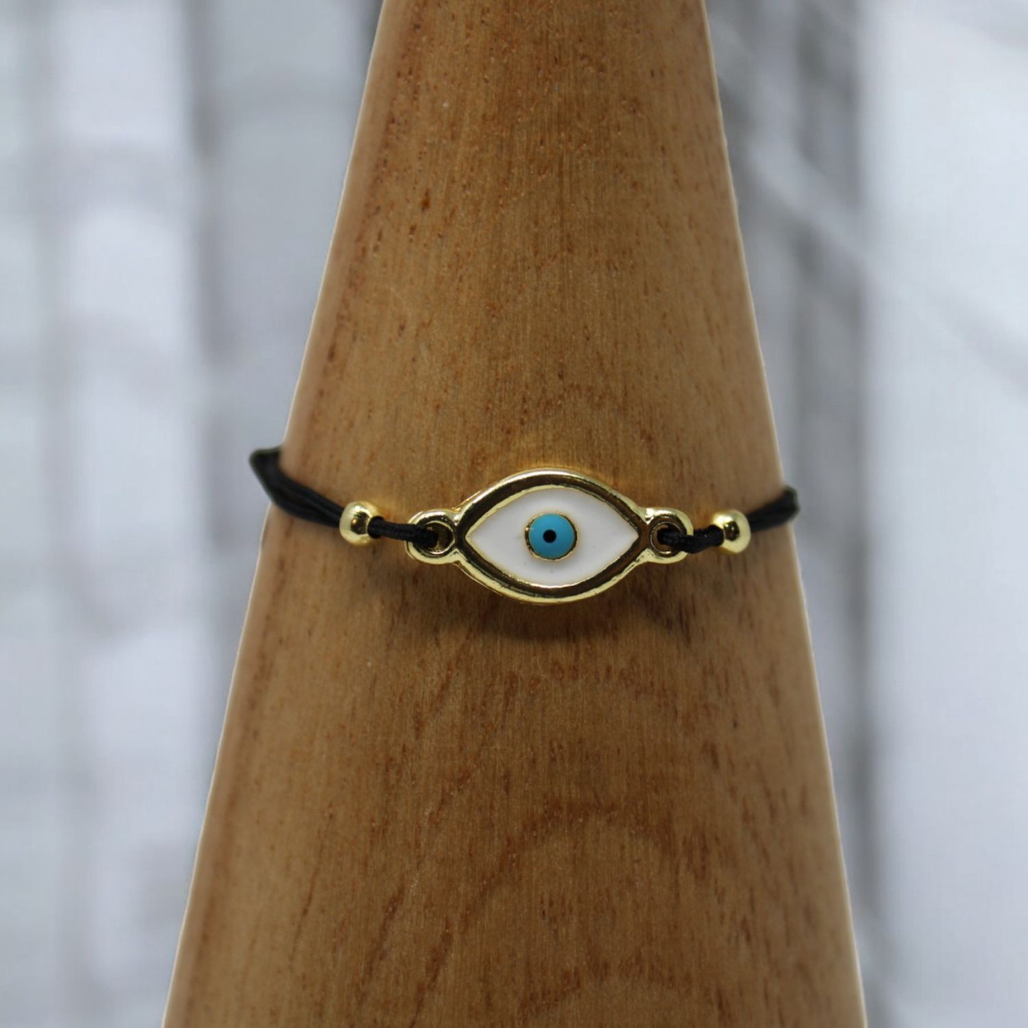 Evil Eye Oval Eye String Bracelet, Colour: Black /Gold