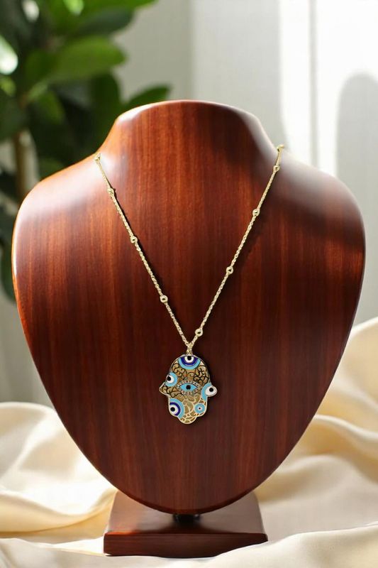 Long Hamsa Evil Eye Necklace