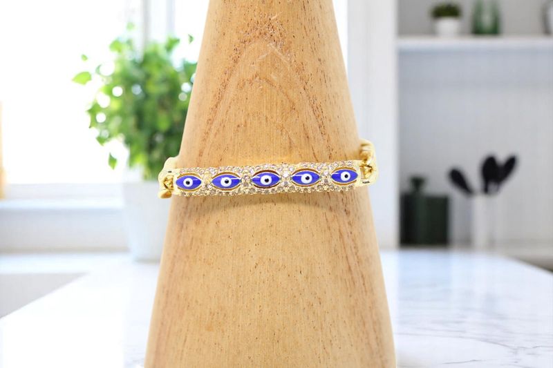 Evil Eye Gold Bar Bracelet