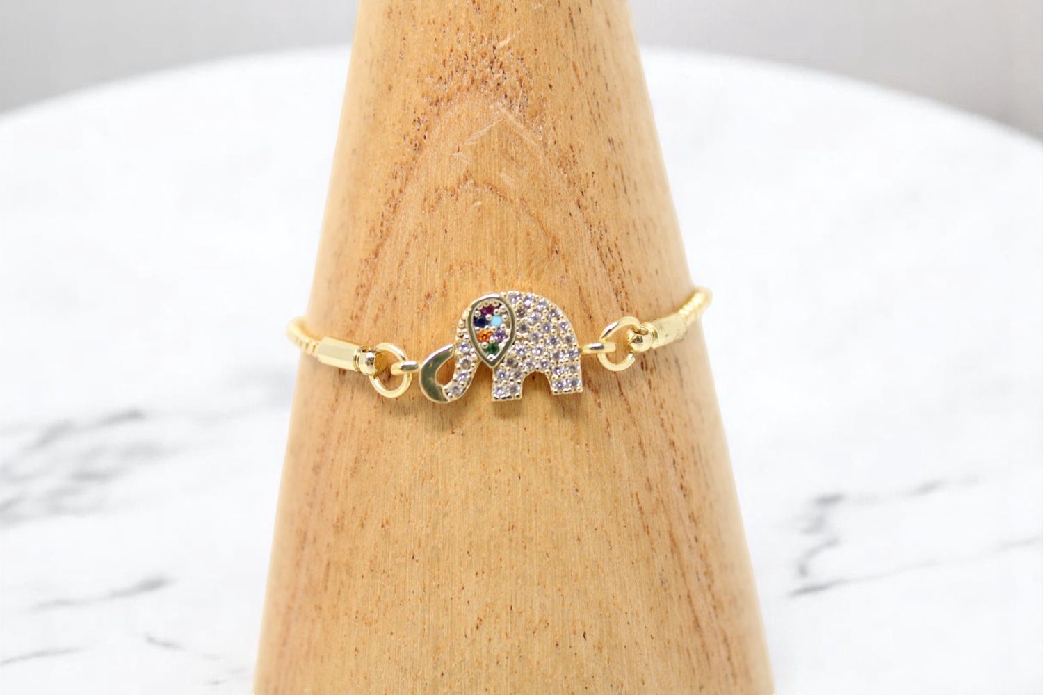 Evil Eye Gold Elephant Rhinestone Bracelet