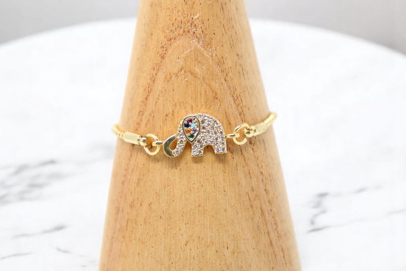 Evil Eye Gold Elephant Rhinestone Bracelet