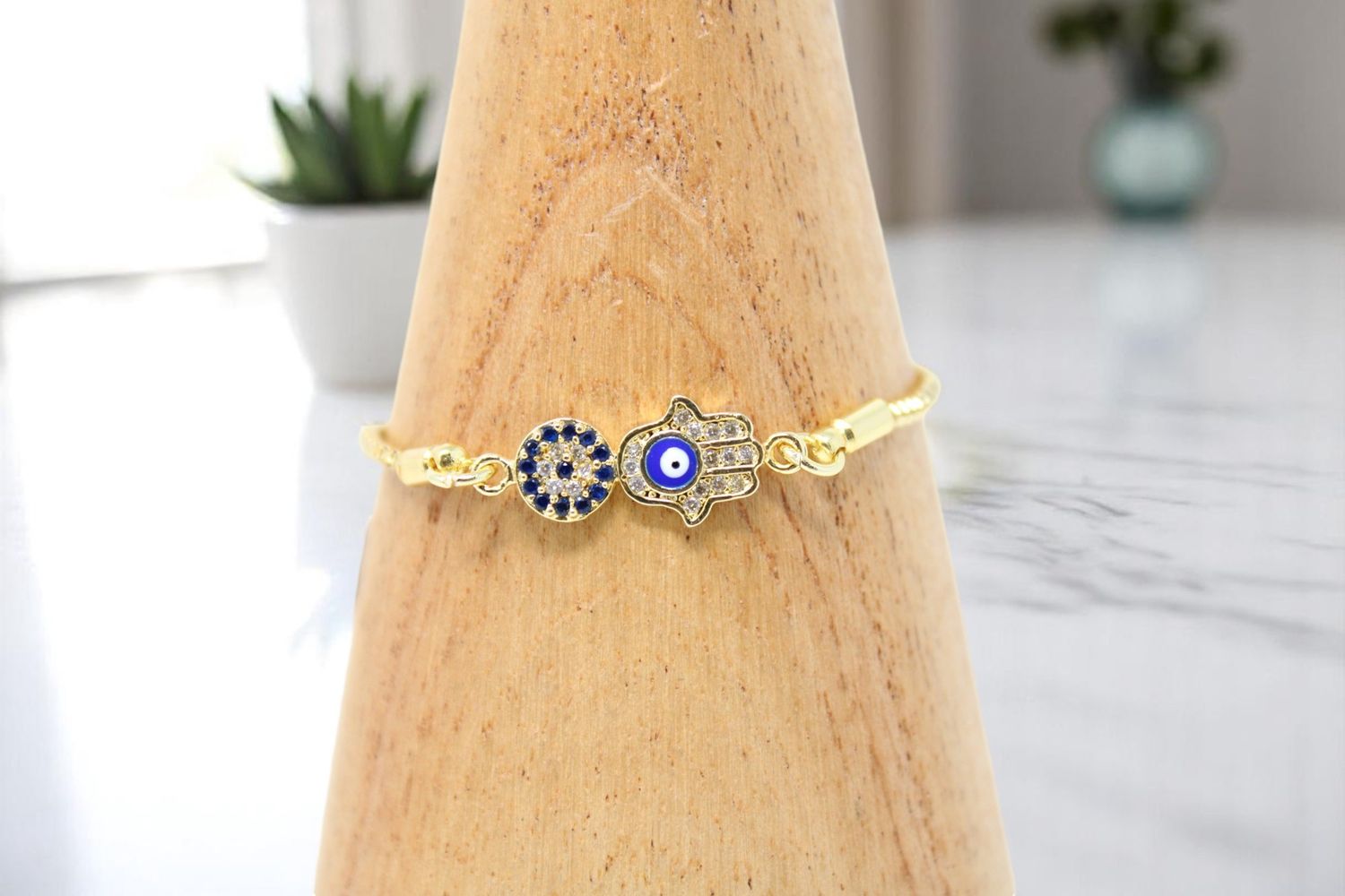 Evil Eye + Hamsa Gold Bracelet