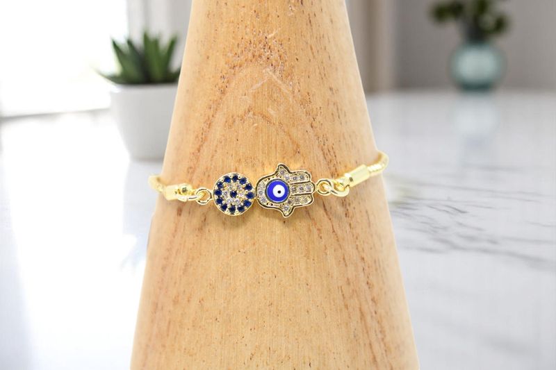 Evil Eye + Hamsa Gold Bracelet