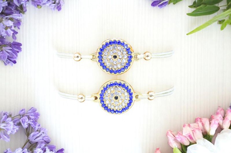 Evil Eye Circle Rhinestone String Bracelet