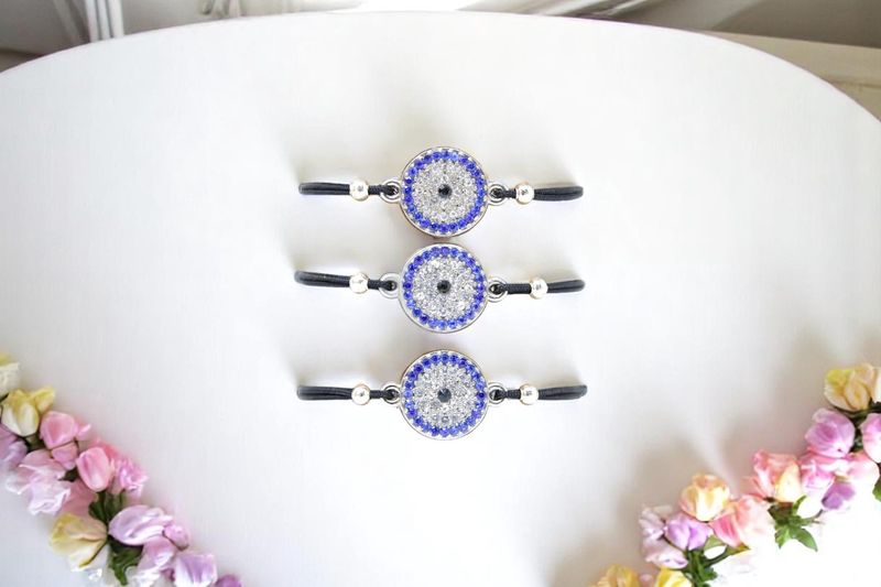 Evil Eye Circle Rhinestone String Bracelet