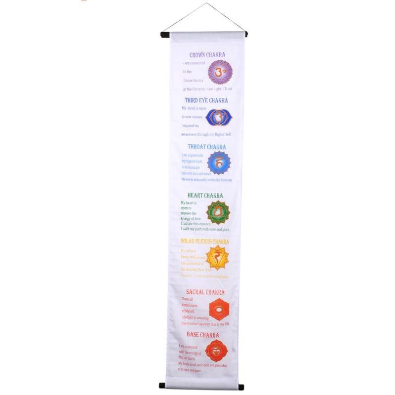 White 7 Chakra Banner 12x57"