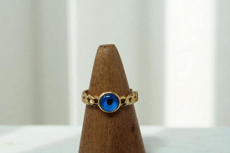 Evil Eye Cuban Link Ring