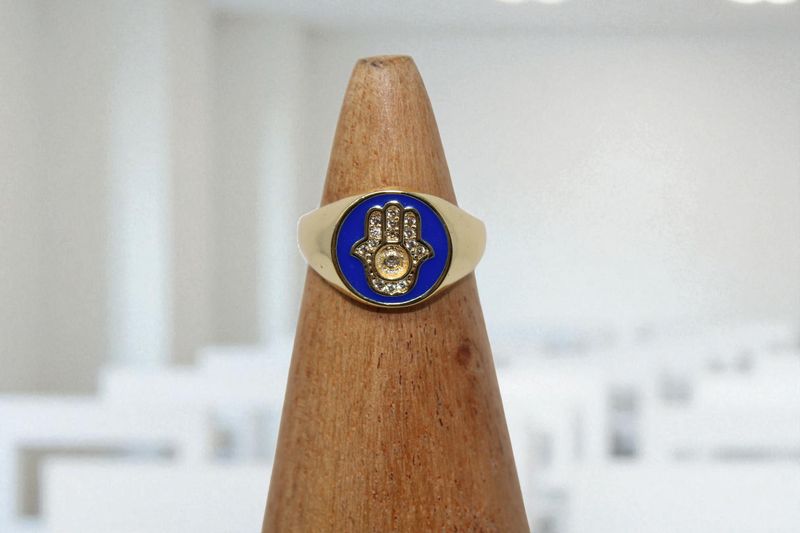 Evil Eye Hamsa Class Ring