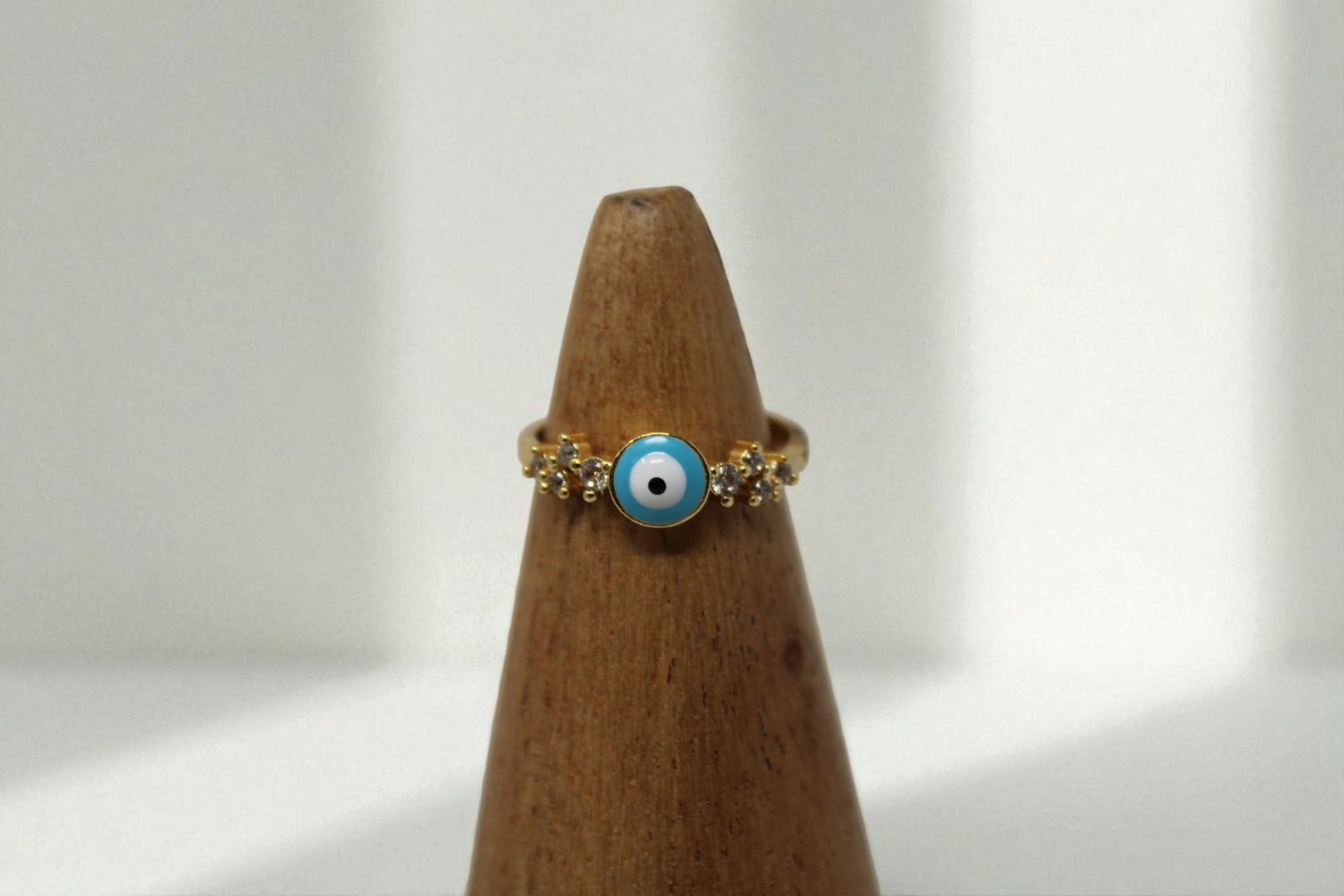 Rhinestone Sides Evil Eye Ring