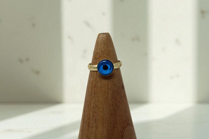 Solid Gold + Blue Eye Ring