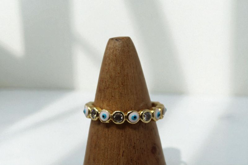 Circle Diamond Evil Eye Ring