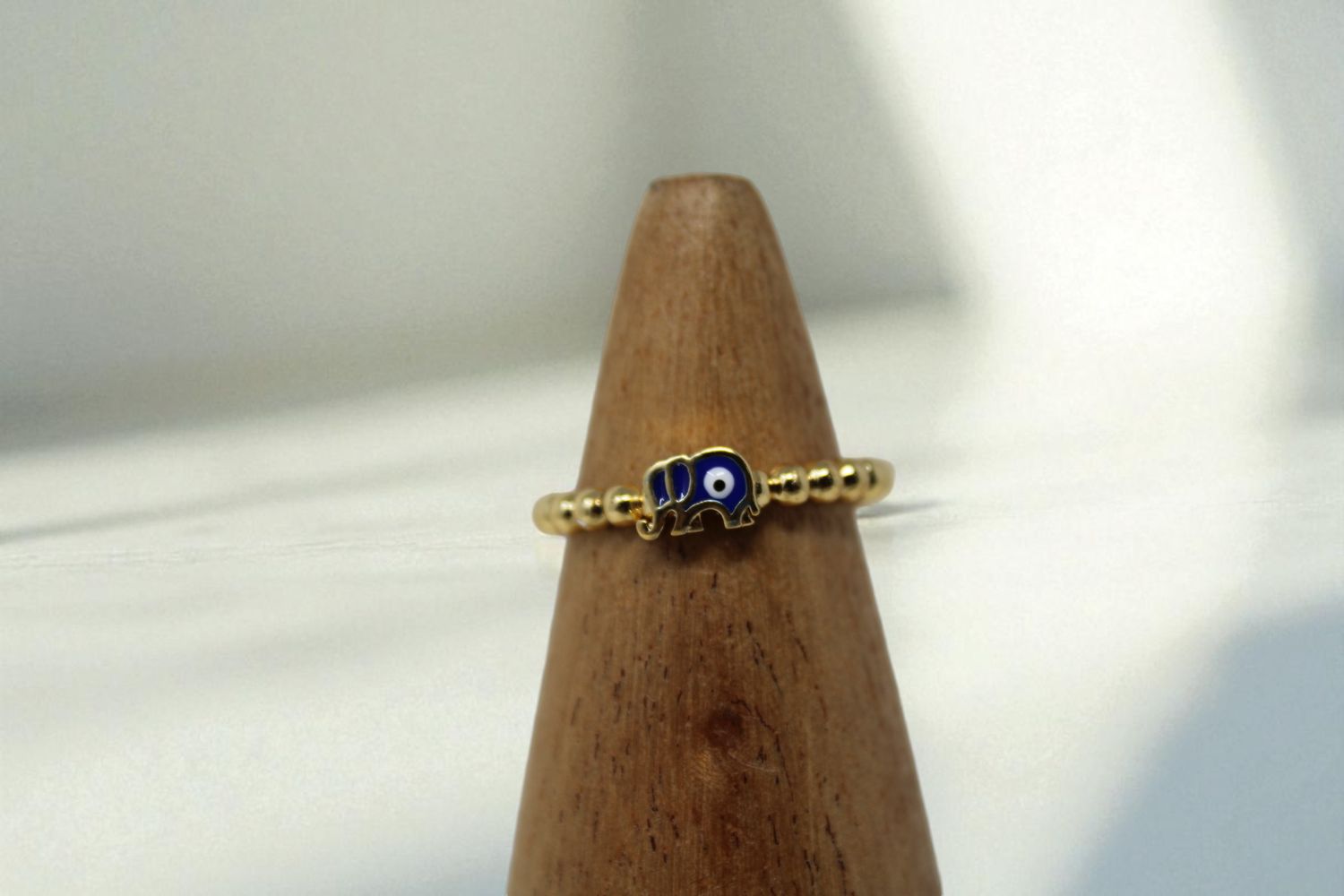 Dainty Evil Eye Elephant Ring
