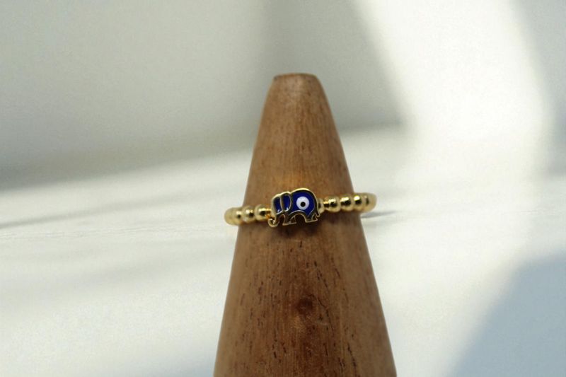 Dainty Evil Eye Elephant Ring