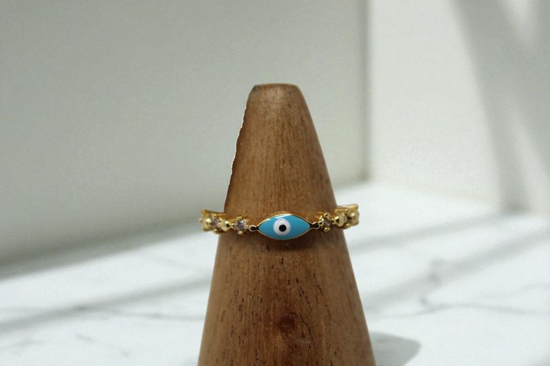 Dainty Rhinestone Evil Eye Ring