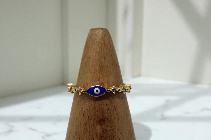 Dainty Rhinestone Evil Eye Ring