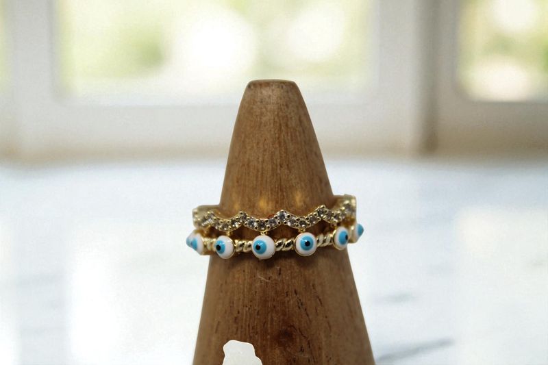 Rhinestone Crown Evil Eye Ring