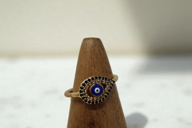 Oval Tear Drop Evil Eye Ring