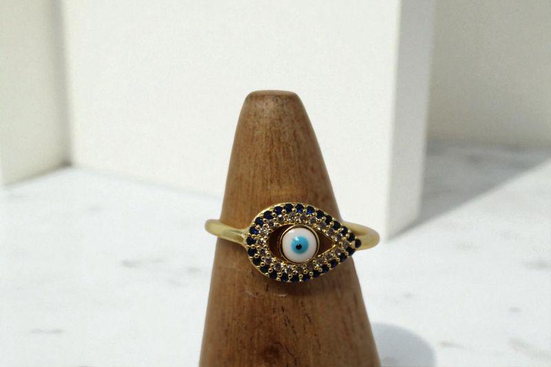Oval Tear Drop Evil Eye Ring