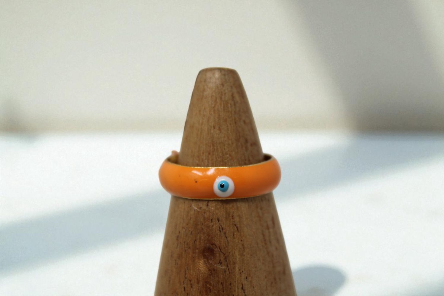 Evil Eye Single Eye Band Ring, Colour: Orange