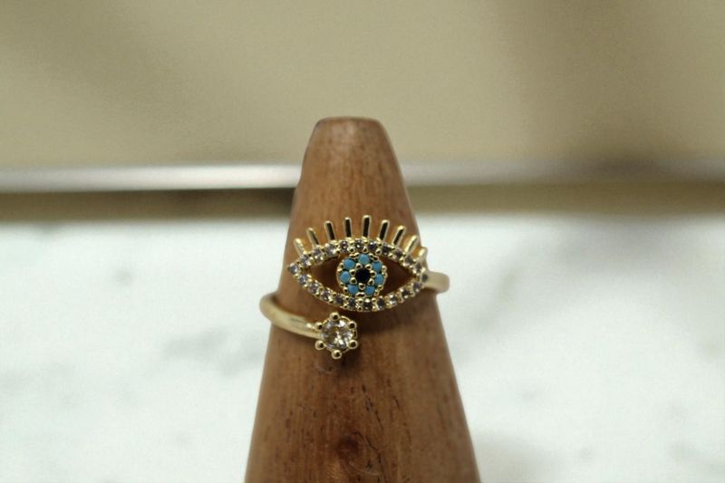 Rhinestone Evil Eye Wrap Ring