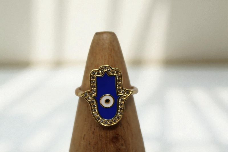 Hamsa Rhinestone Border Ring