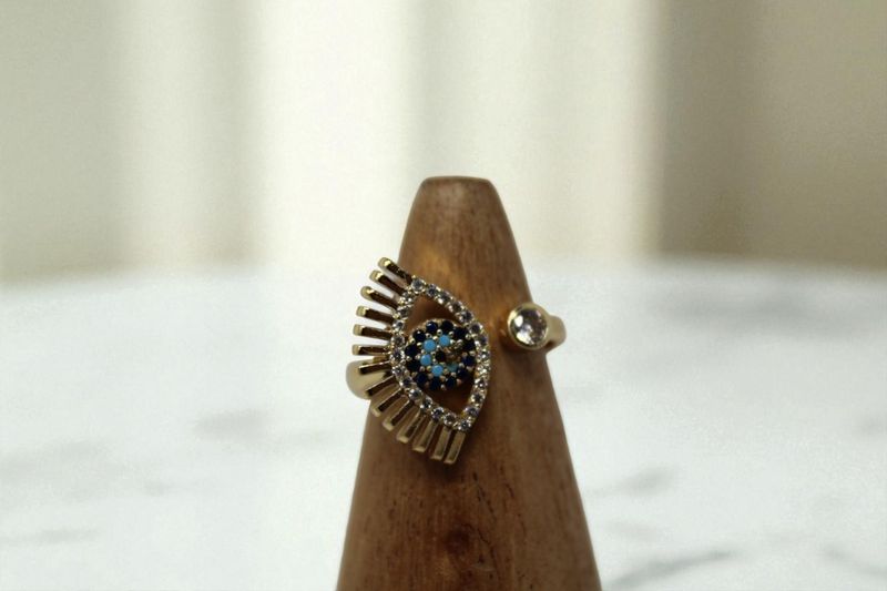 Rhinestone Large Evil Eye Wrap Ring