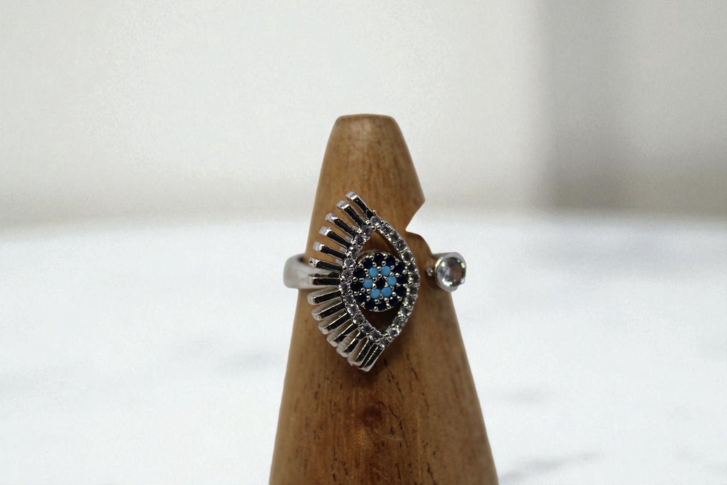 Rhinestone Large Evil Eye Wrap Ring