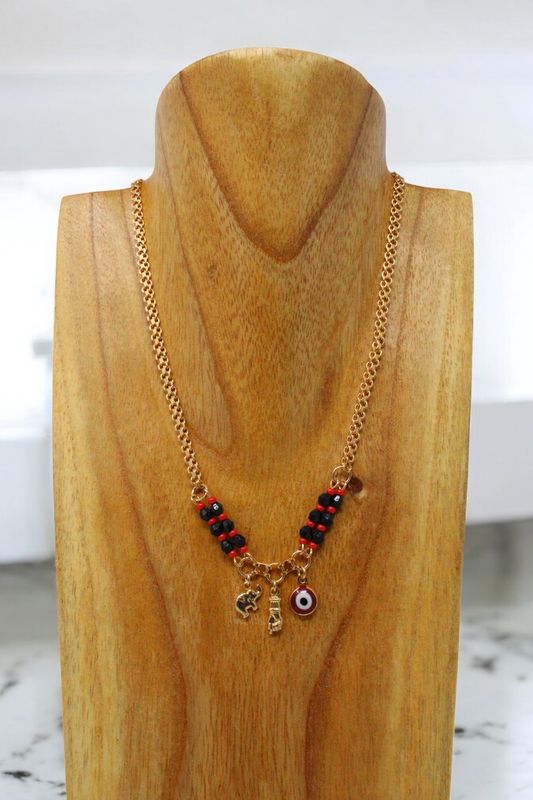Azabache Charm Thick Chain Necklace