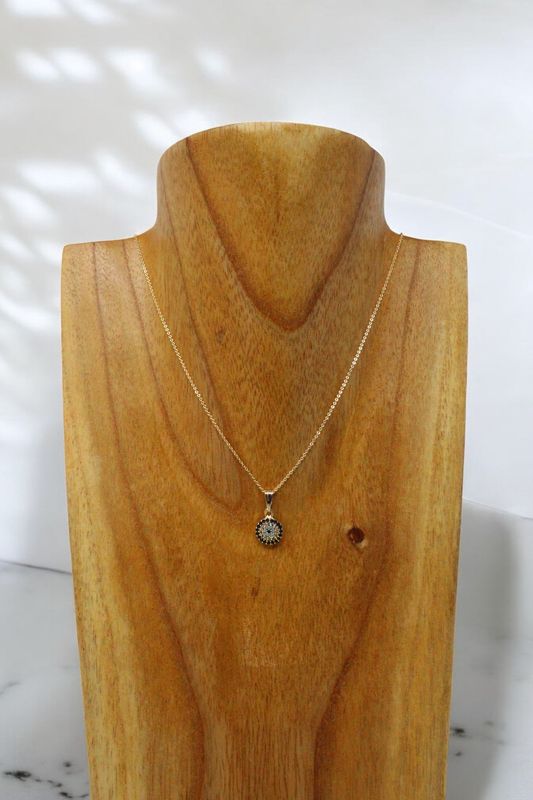 Blue Evil Eye Mini Round Necklace