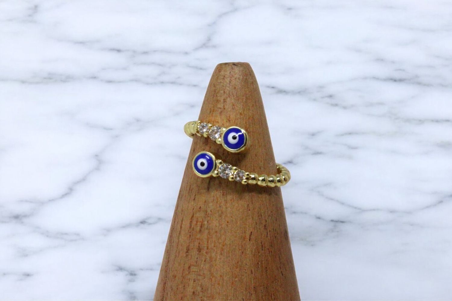 Wrap Duo Evil Eye Ring, Colour: Dark Blue