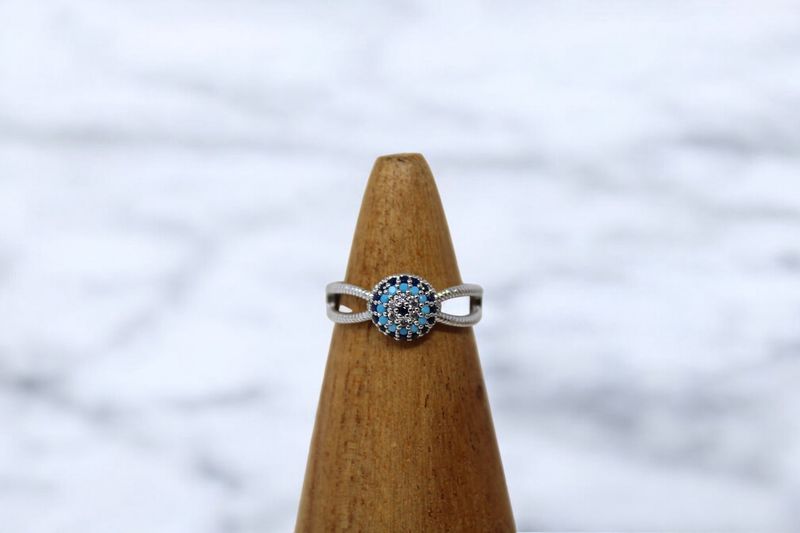 Bulb Duo Band Evil Eye Ring