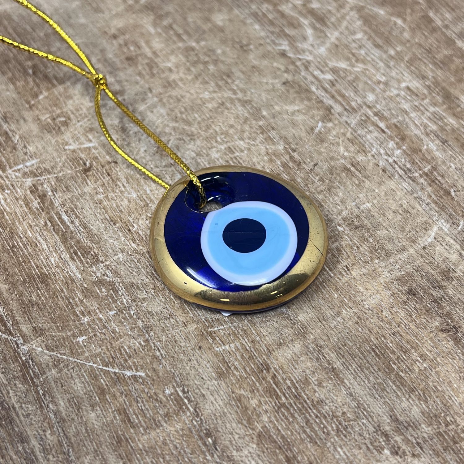 Evil Eye Glass Ornament, Size: Gold Border 2"