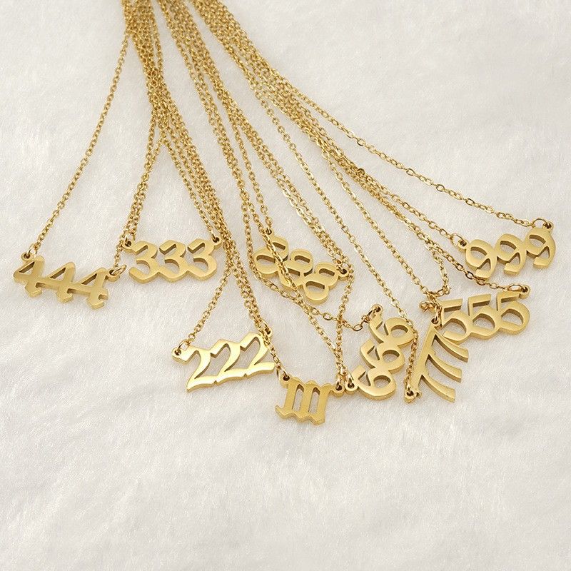 Angel Number Necklace, Material: Gold, Number: 0