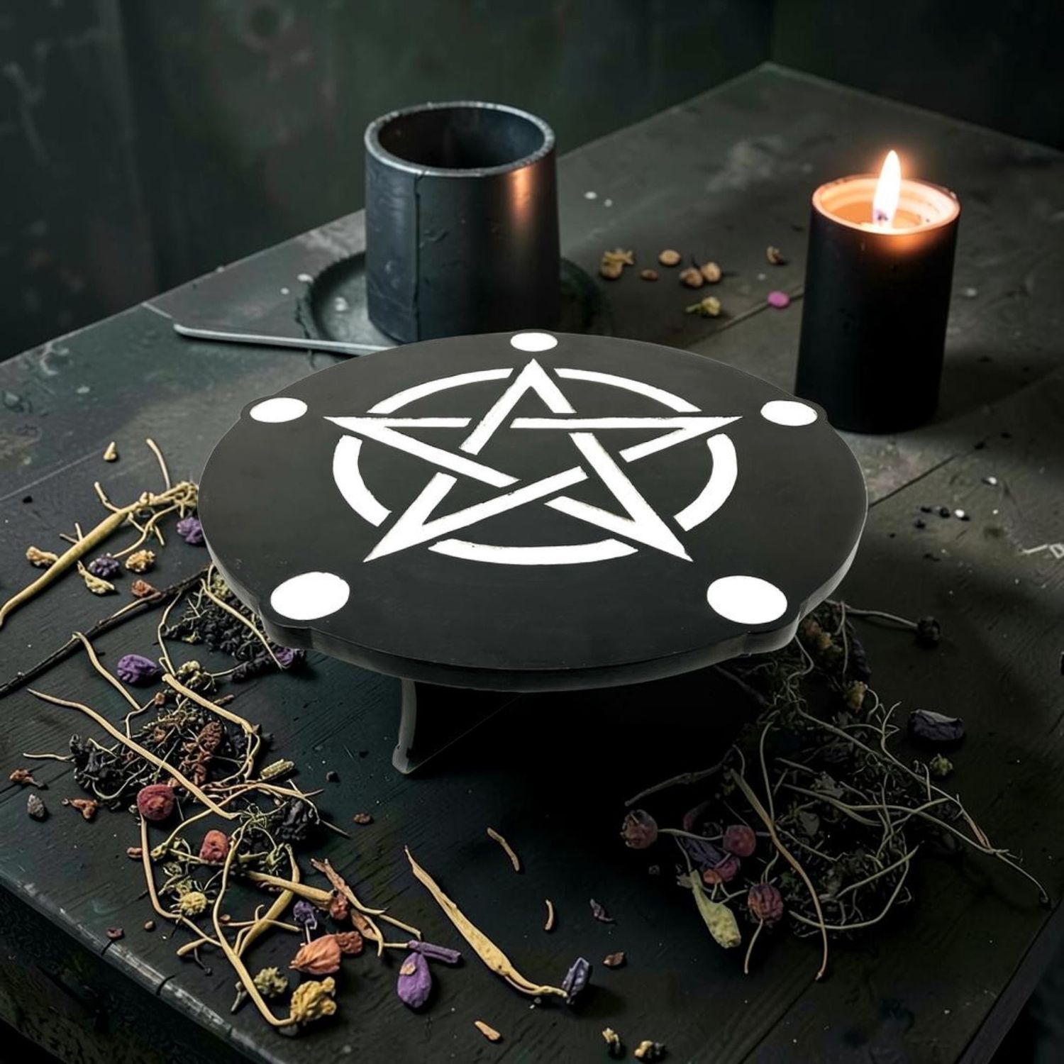 Wood Altar Table Pentagram 4x4"