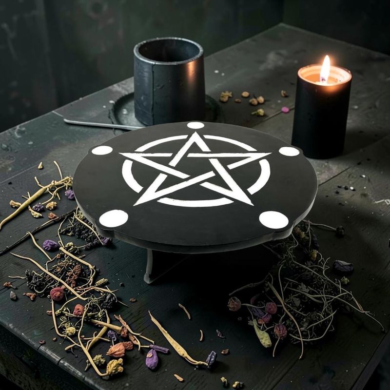 Wood Altar Table Pentagram 4x4"