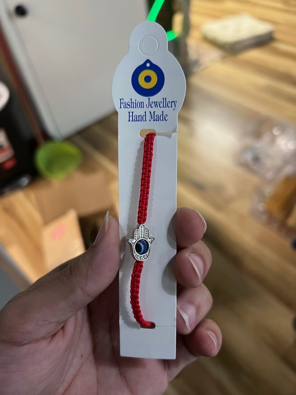 Hamsa / Evil Eye Bead Braided Bracelet, Colour: Red