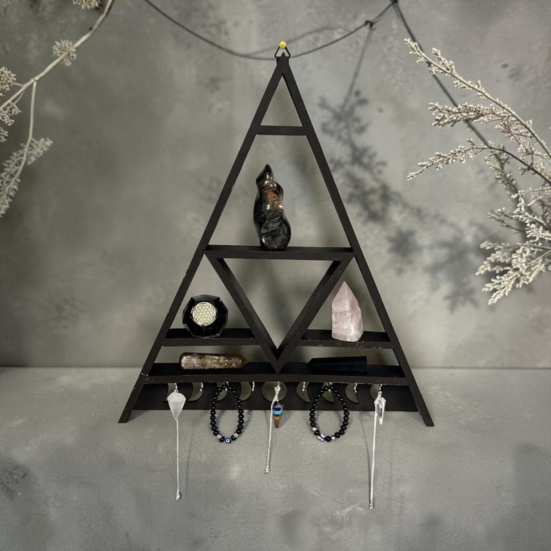 Wooden Triangle Moon Phase Display 18x17"