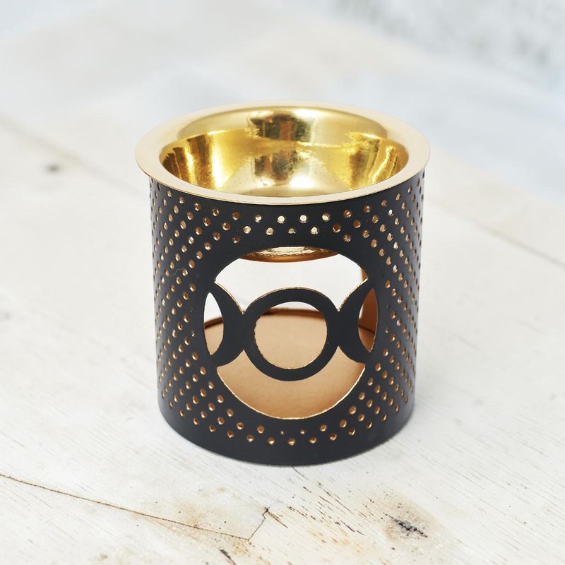 Tea Light &amp; Aroma Oil Holder Triple Moon 3"